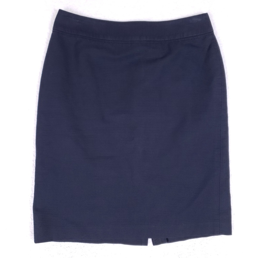 Brooks Brothers Pencil Skirt Womens 6‎ Navy Blue Italian Fabric Cotton Business